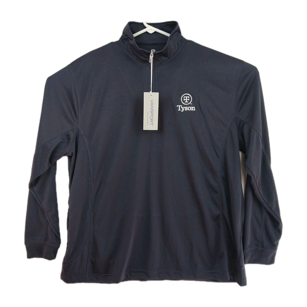 Vansport men's 1/4 zip pullover sweatshirt, Tyson logo,‎ XL, navy blue, pockets